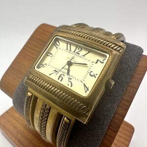 Premier Designs Bronze Tone Cuff Watch Rectangle Dial Quartz Japan Movt
